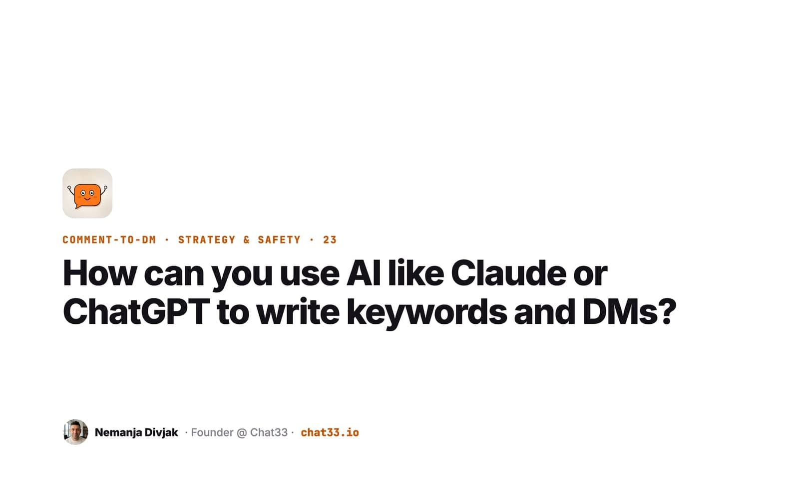 Title card: How can you use AI like Claude or ChatGPT to write keywords and DMs?