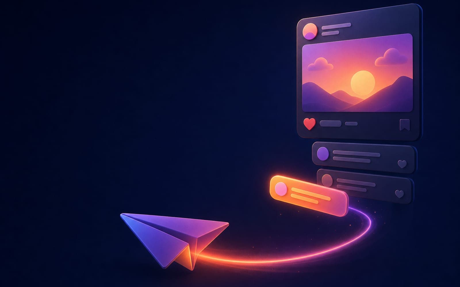 A social post whose comment turns into a paper plane message