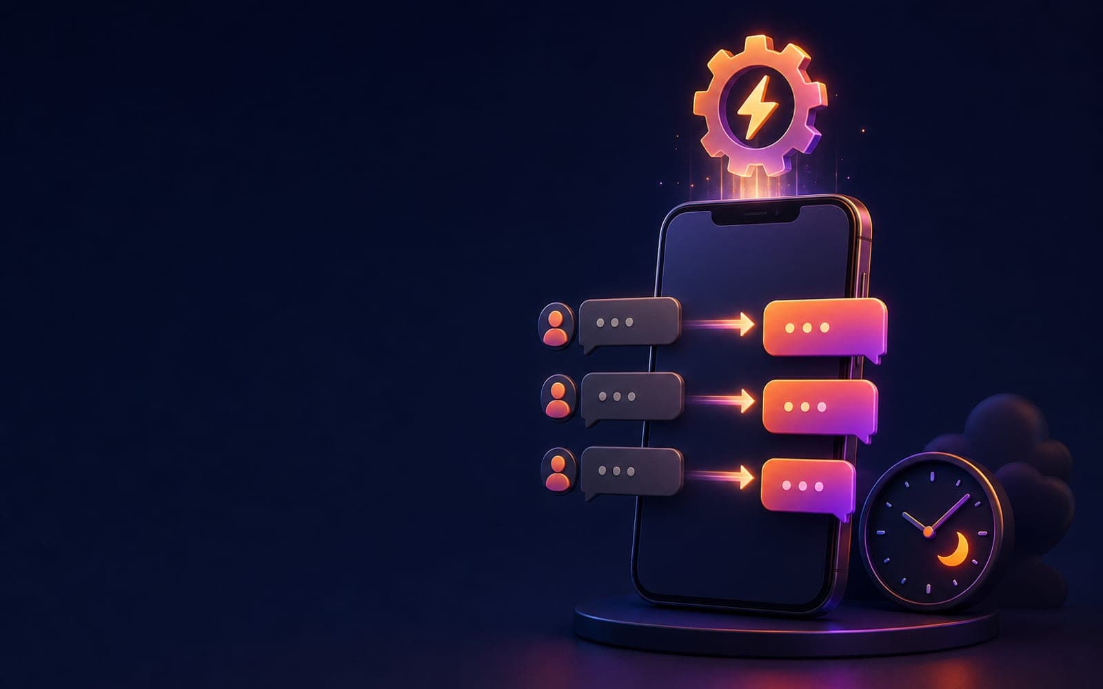 A phone answering incoming chat bubbles automatically at night