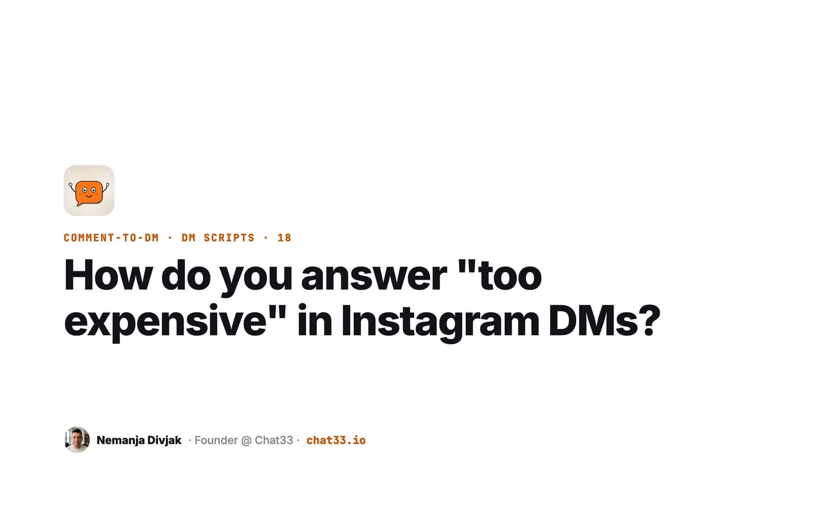 Title card: How to answer too expensive in DMs