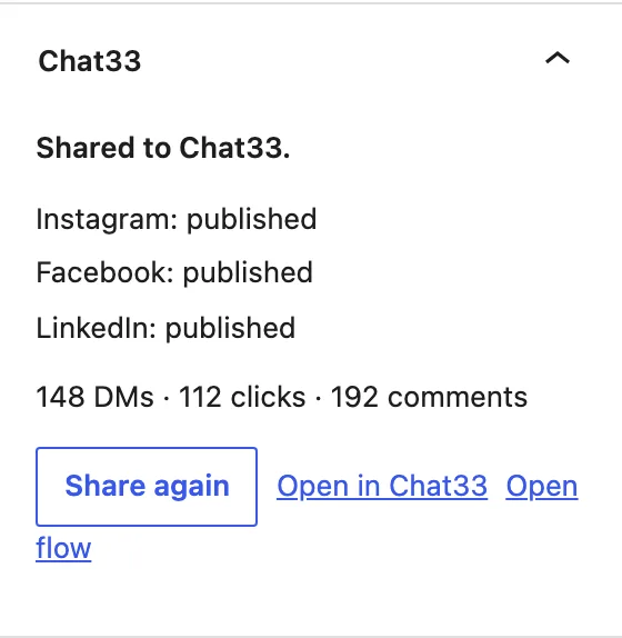 Chat33 results in the post editor